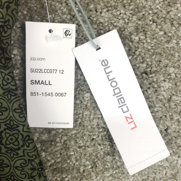 NWT Liz Claiborne Shirt Small S Womens Green Short Sleeve V Neck Cotton Top - Picture 4 of 10